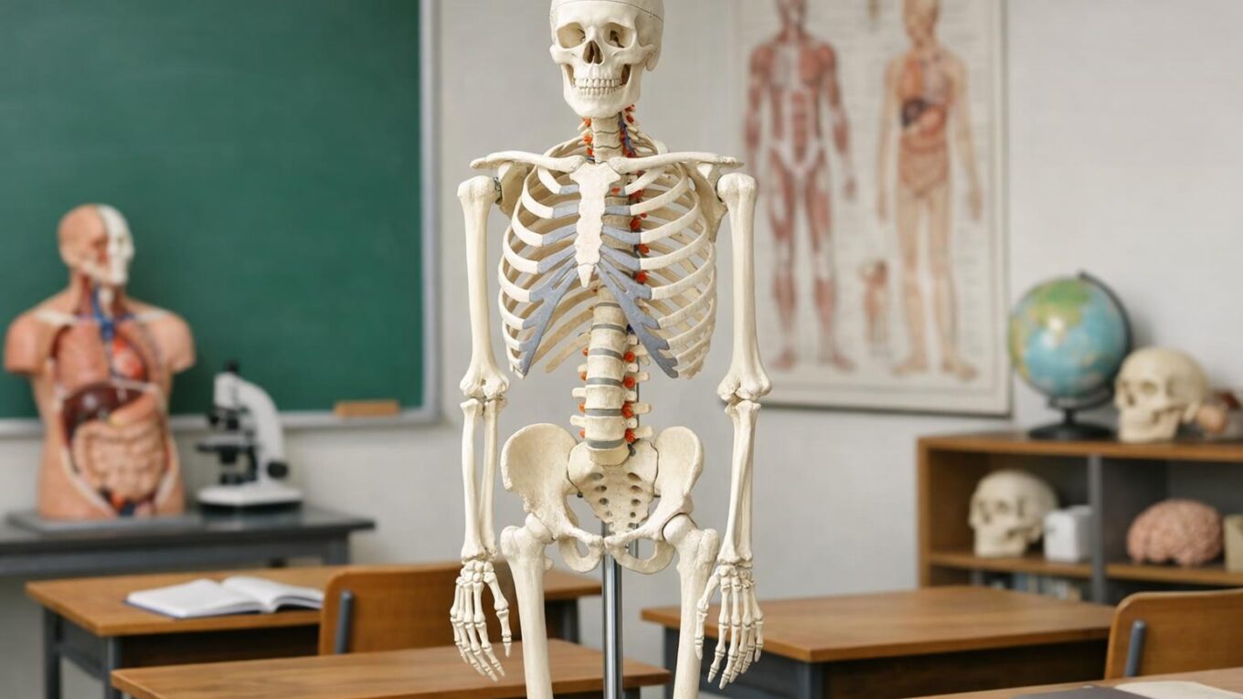 Dydaktyczny model szkieletu człowieka — jak wybrać, wykorzystać i zadbać o szkolny model anatomiczny